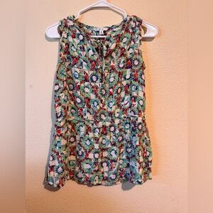Cabi Sleeveless Peplum Blouse – Kaleidoscope Print – Size Small
